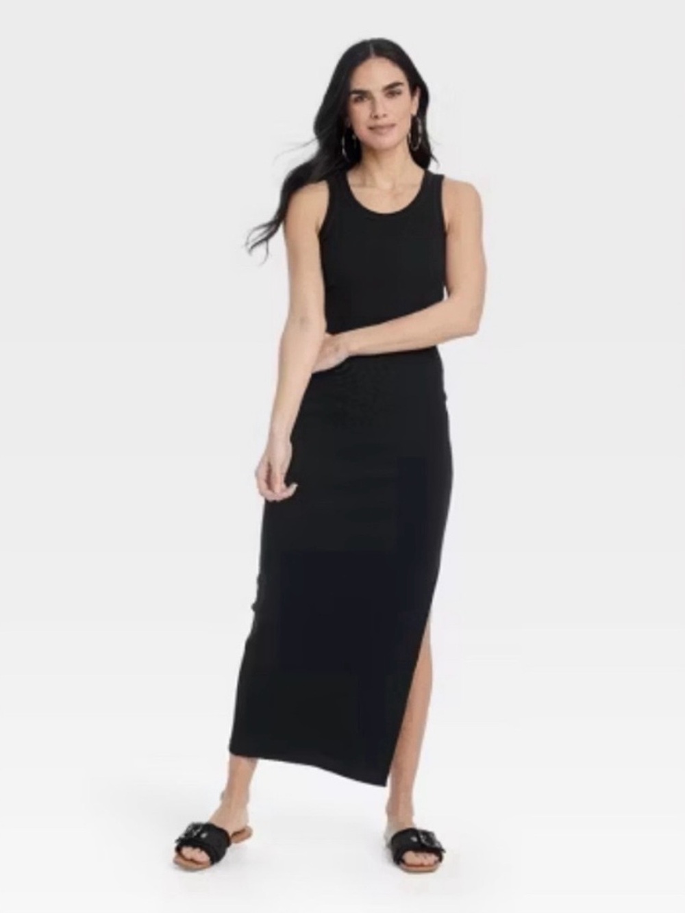 Black Maxi Tank Dress with Side Slit